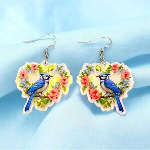 Blue Jay Floral Earrings